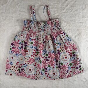 Hanna Andersson Girls Smocked Floral Tank Top Sleeveless Summer Play Outfit